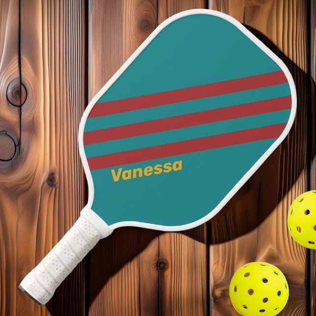 Ruby Reef Streifen mit Namen Pickleball Schläger (Von Creator hochgeladen)