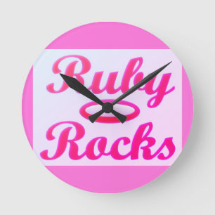 Ruby Rocks Design SWEET PINK Runde Wanduhr