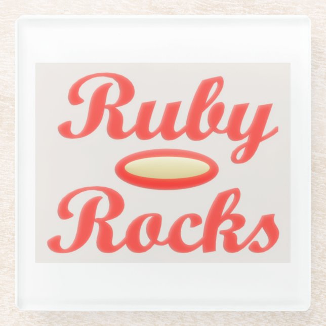 Ruby Rocks entwerfen Rot und Melasse Glasuntersetzer (Vorderseite)