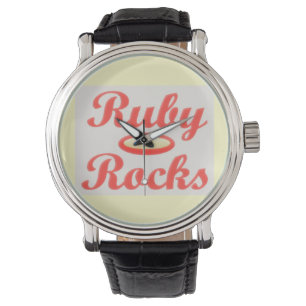 RUBY ROCKS RED AND CREAM CHARMING WRIST WATCH ARMBANDUHR