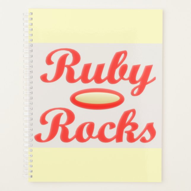 RUBY ROCKS RED AND CREAM NOTEPAD PLANNER PLANER (Vorderseite)