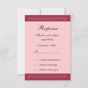 Ruby Rot, Rosa und Perlen RSVP Karte