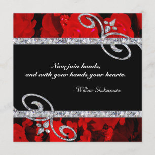 Ruby Rote Rosen & Diamond Wirbel Hochzeit Einladung