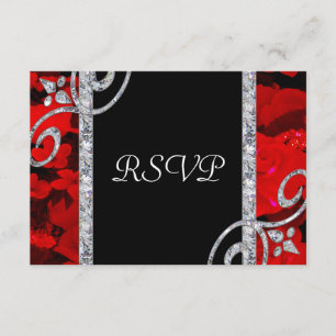 Ruby Rote Rosen & Diamond Wirbel Wedding RSVP Karte