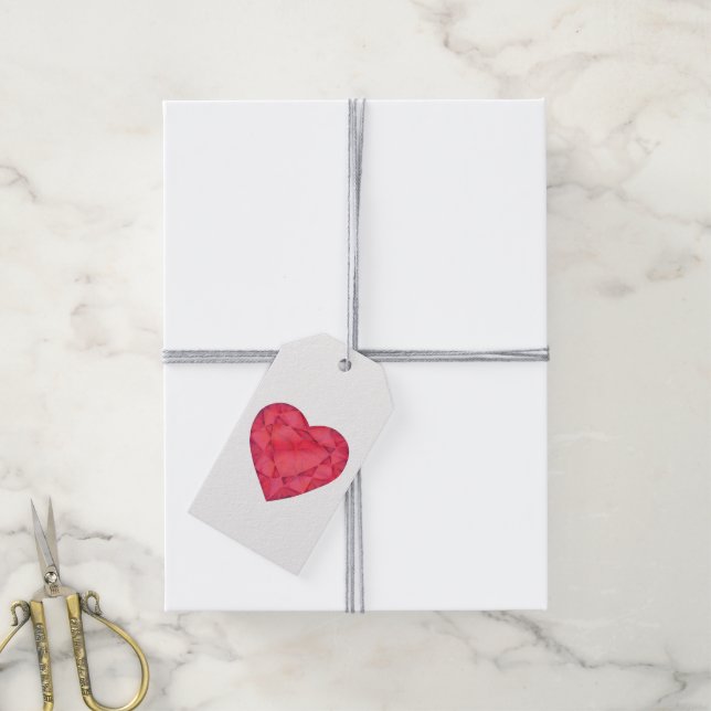 Ruby roter Schmuck Herz Aquarellkunst Geschenkarti Geschenkanhänger (Mit Garn)