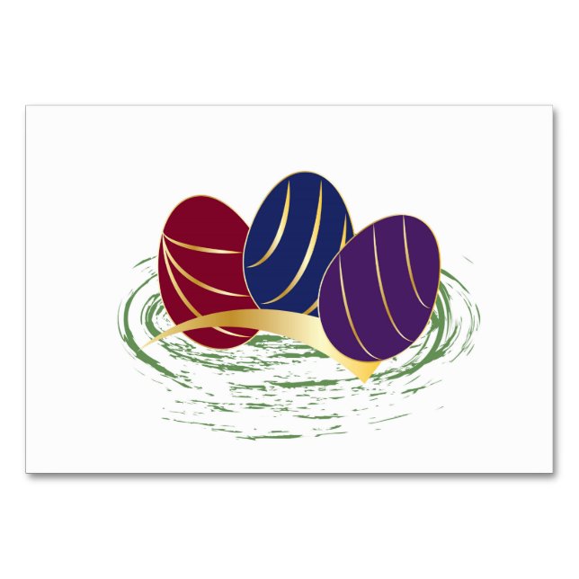 Ruby Sapphire Amethyst Ostern auf Weiß Tischnummer (Vorderseite)