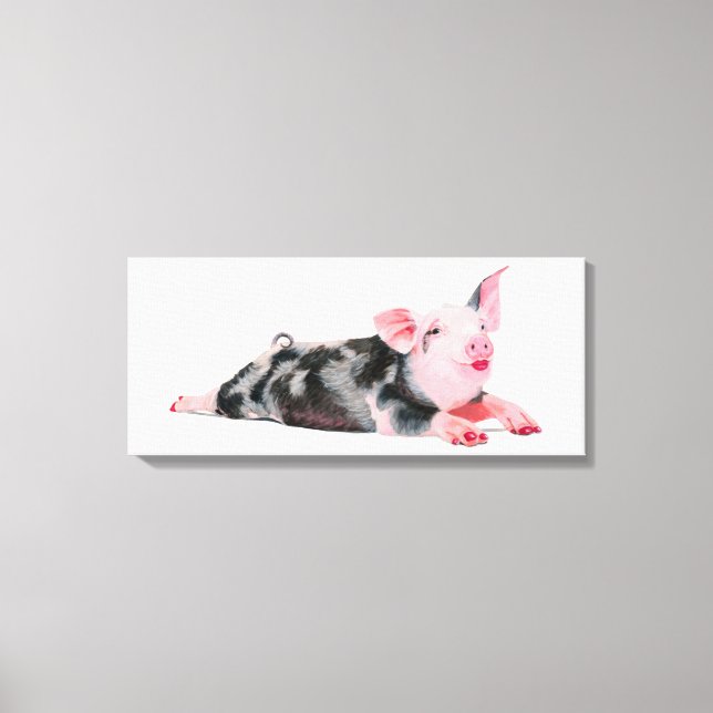 Ruby, Schwein mit Lipstick-Druck auf Leinwand (Vorderseite)