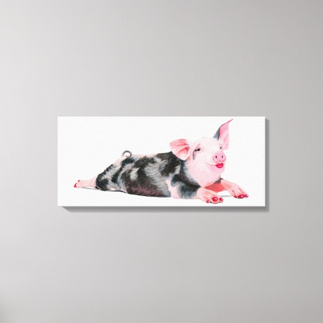 Ruby, Schwein mit Lipstick-Druck auf Leinwand (Vorderseite)