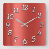 Ruby Silk Red Metallic Arabic Numbers Silver Gray