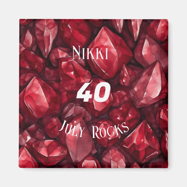 Ruby-Themed Juli Geburtstagsjubiläum Individuelle  Magnet (Vorne)