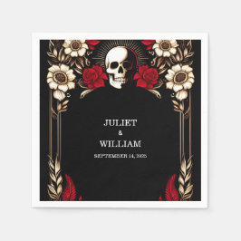 Ruby Thick Claret White Heart Red Black Wedding Serviette