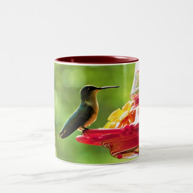 Ruby-Throated Hummingbird 11 oz Bird Fotografy Zweifarbige Tasse (Mittel)