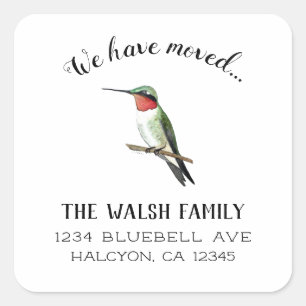 Ruby-throated Hummingbird Adressenwechsel Quadratischer Aufkleber