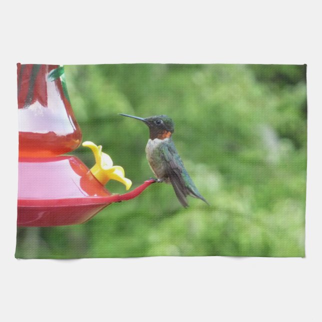 Ruby-Throated Hummingbird Bird Fotografy Handtuch (Horizontal)