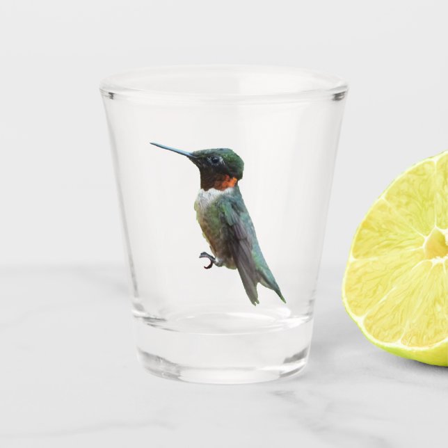 Ruby-Throated Hummingbird Bird Fotografy Schnapsglas (Vorderseite)