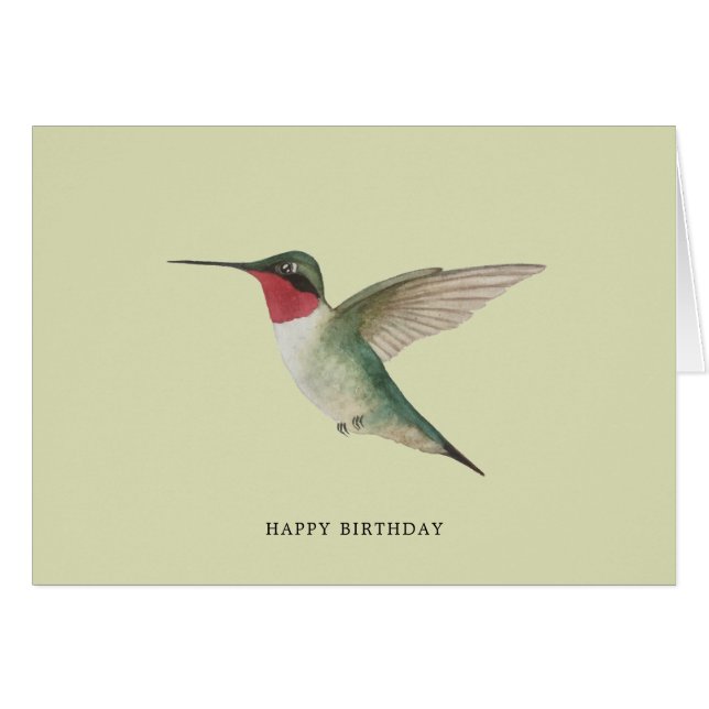 Ruby-throated Hummingbird Birthday Card (Vorderseite (Horizontal))