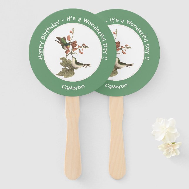 Ruby-throated Hummingbird, Birthday oder sonstiges Fächer (Vorne und Hinten)