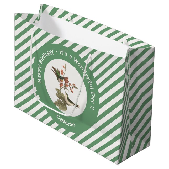 Ruby-throated Hummingbird, Birthday oder sonstiges Große Geschenktüte (Vorderseite Schrägansicht)