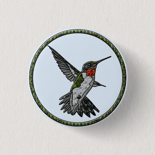 Ruby Throated Hummingbird Button (Vorderseite)