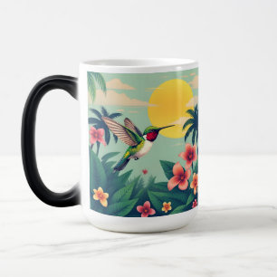 Ruby-Throated Hummingbird Floral Illustration Verwandlungstasse