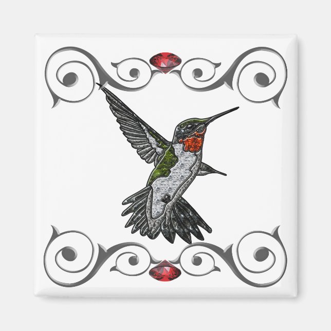 Ruby Throated Hummingbird Magnet (Vorne)
