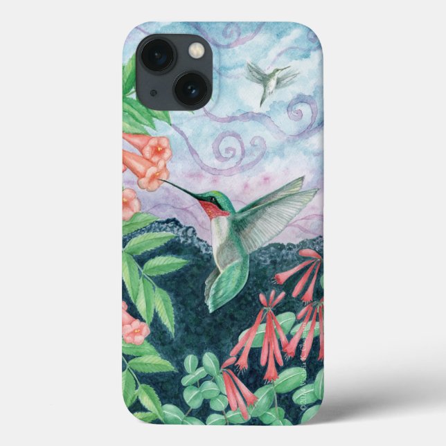 Ruby Throated Hummingbird Orig Art iPhone 7/8 Fall Case-Mate iPhone Hülle (Rückseite)