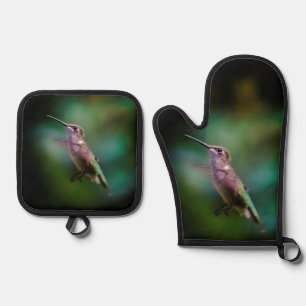Ruby-throated Hummingbird Original Fotograf Ofenhandschuh & Topflappen-Set