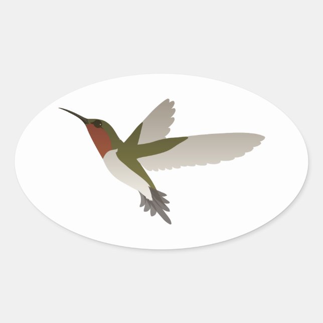 Ruby Throated Hummingbird Ovaler Aufkleber (Vorderseite)