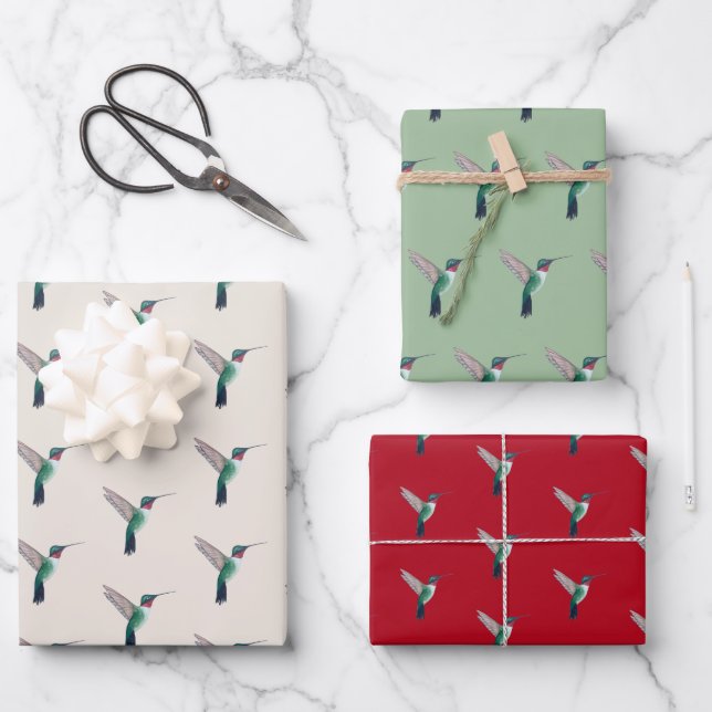 Ruby-throated Hummingbird Pattern Geschenkpapier Set (Vorderseite)