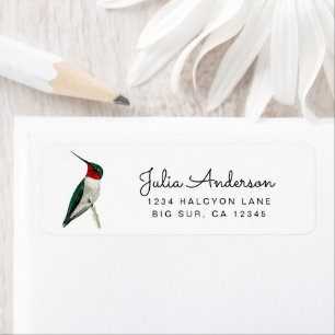 Ruby-throated Hummingbird return address label