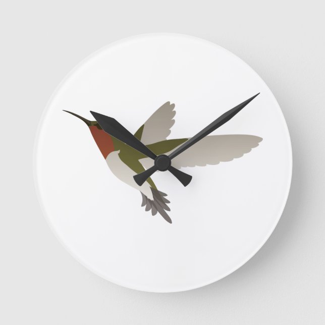 Ruby Throated Hummingbird Runde Wanduhr (Vorderseite)