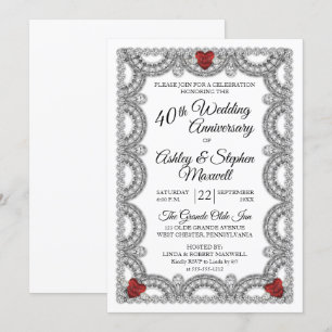 Ruby und Diamond 40-jähriges Party zum Hochzeitsta Einladung