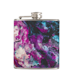 Ruby und Sapphire Crystal Geode Abstrakt Flachmann