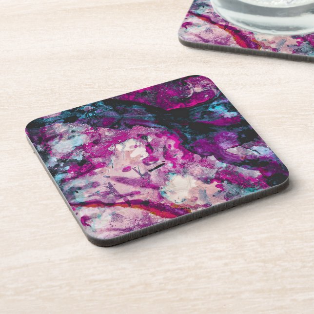 Ruby und Sapphire Crystal Geode Abstrakt Getränkeuntersetzer (Linke Seite)