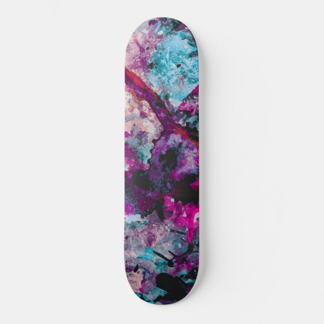 Ruby und Sapphire Crystal Geode Abstrakt Skateboard (Vorderseite)