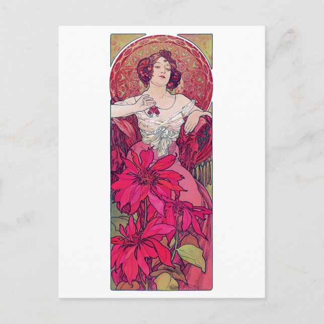 Ruby (Vier Juwelen), Alphonse Mucha Postkarte (Vorderseite)