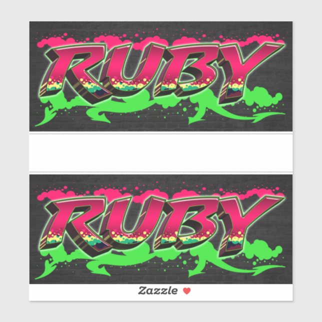 Ruby Vorname Name Graffiti Aufkleber Sticker (Blatt)