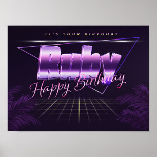 Ruby Vorname Name lila Retro-Poster Geburtstag Poster