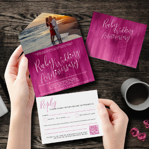 Ruby Wedding 40. Foto QR-Codeoption UAWG All In One Einladung