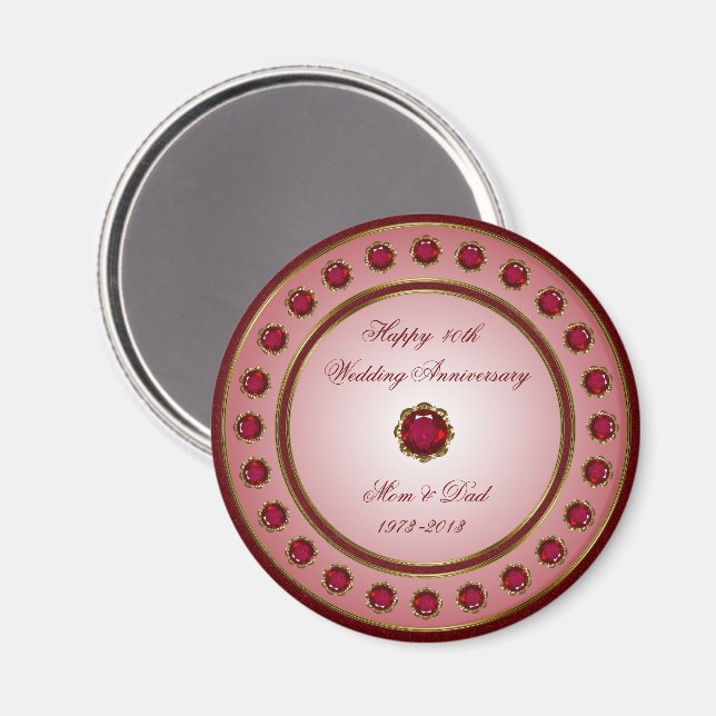 Ruby Wedding Anniversary Magnet (Vorderseite/Rückseite)