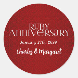 Ruby Wedding Annivsersary Runder Aufkleber