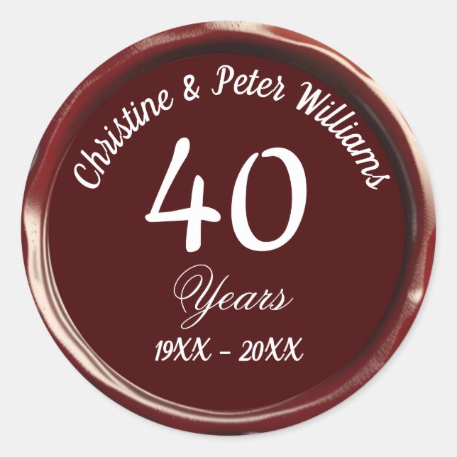 Ruby Wedding Burgundy Wax Siegel Sticker (Vorderseite)