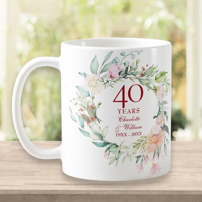 Ruby Wedding Country Floral zum 40-jährigen Jubilä Kaffeetasse (Von Creator hochgeladen)