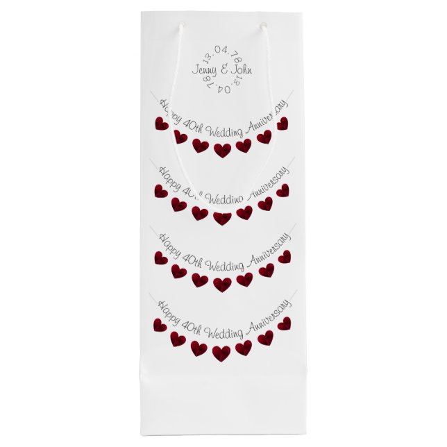 Ruby Wedding Jubiläumsweinbeutel Geschenktüte Für Weinflaschen (Rückseite)