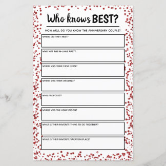 Ruby Wedding Party Game