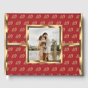 Ruby Wedding Red and Gold zum 40. Jahrestag Gästebuch