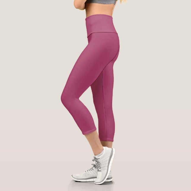 Ruby Wine Solid Color | Classic | elegant Capri Leggings (Links)