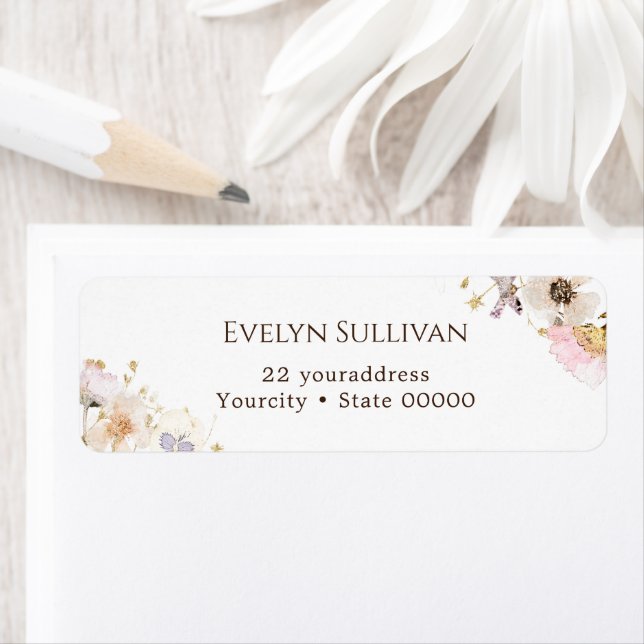 Rückadressetikett der getrockneten Blume (Insitu)