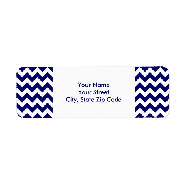 Rückadressetikett für Navy und White Zigzag (Vorne)