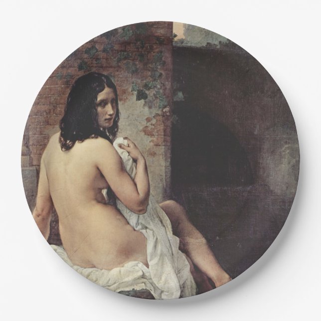 Rückansicht eines Bather (Francesco Hayez) Pappteller (Vorderseite)